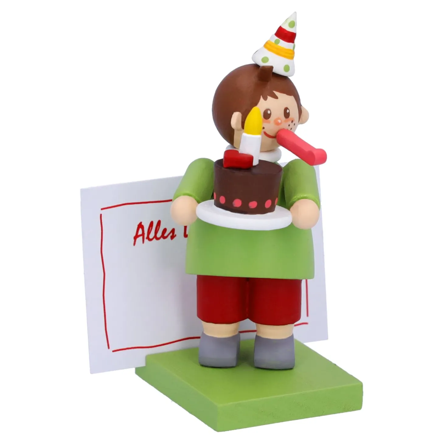 Junge mit Torte "Herzlichen Glückwunsch"