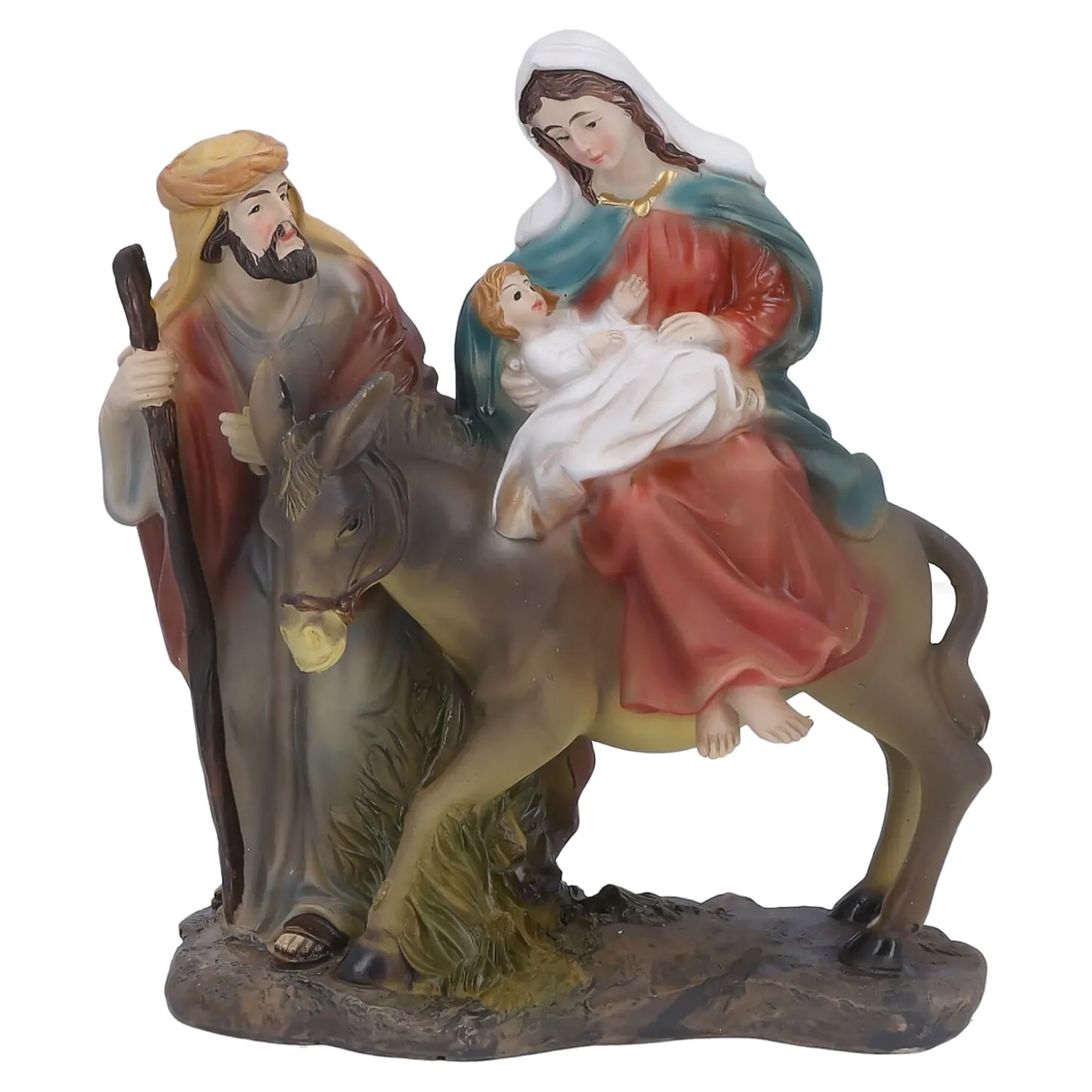 Krippenszene "Heilige Familie mit Esel"