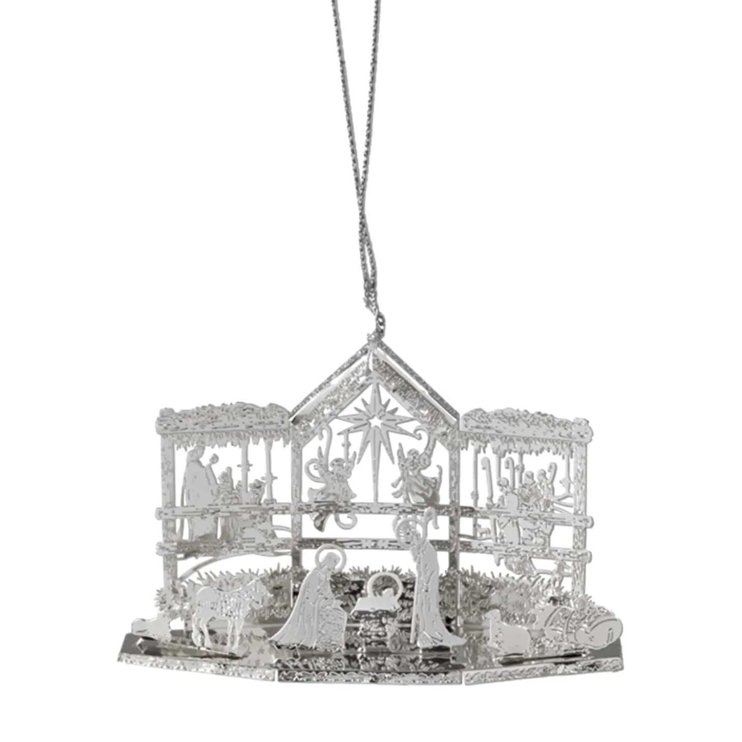 Krippenszene, silberfarben