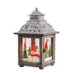 Laterne "Schneemann im Winterwald"