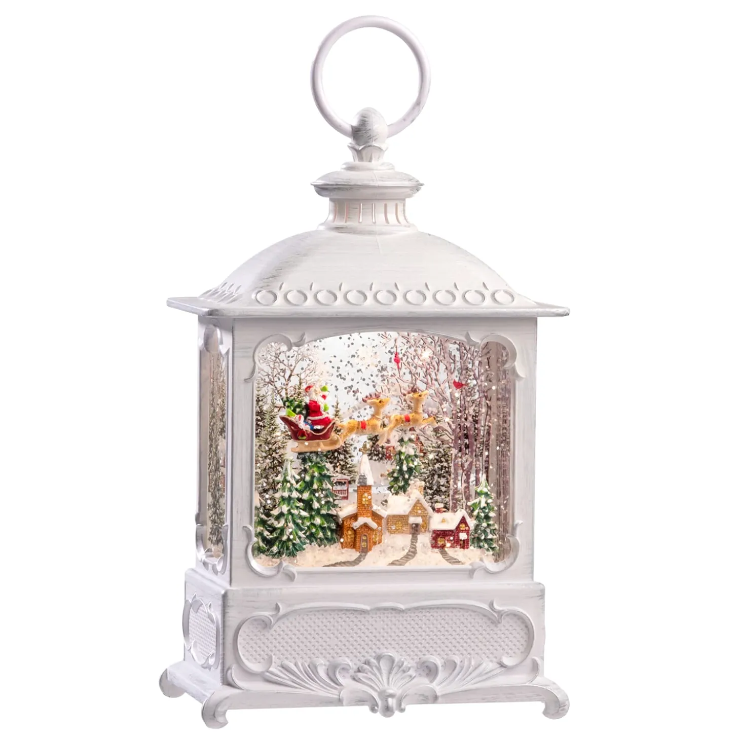 LED Schneelaterne "Weihnachtsmanns Reise", 25 cm