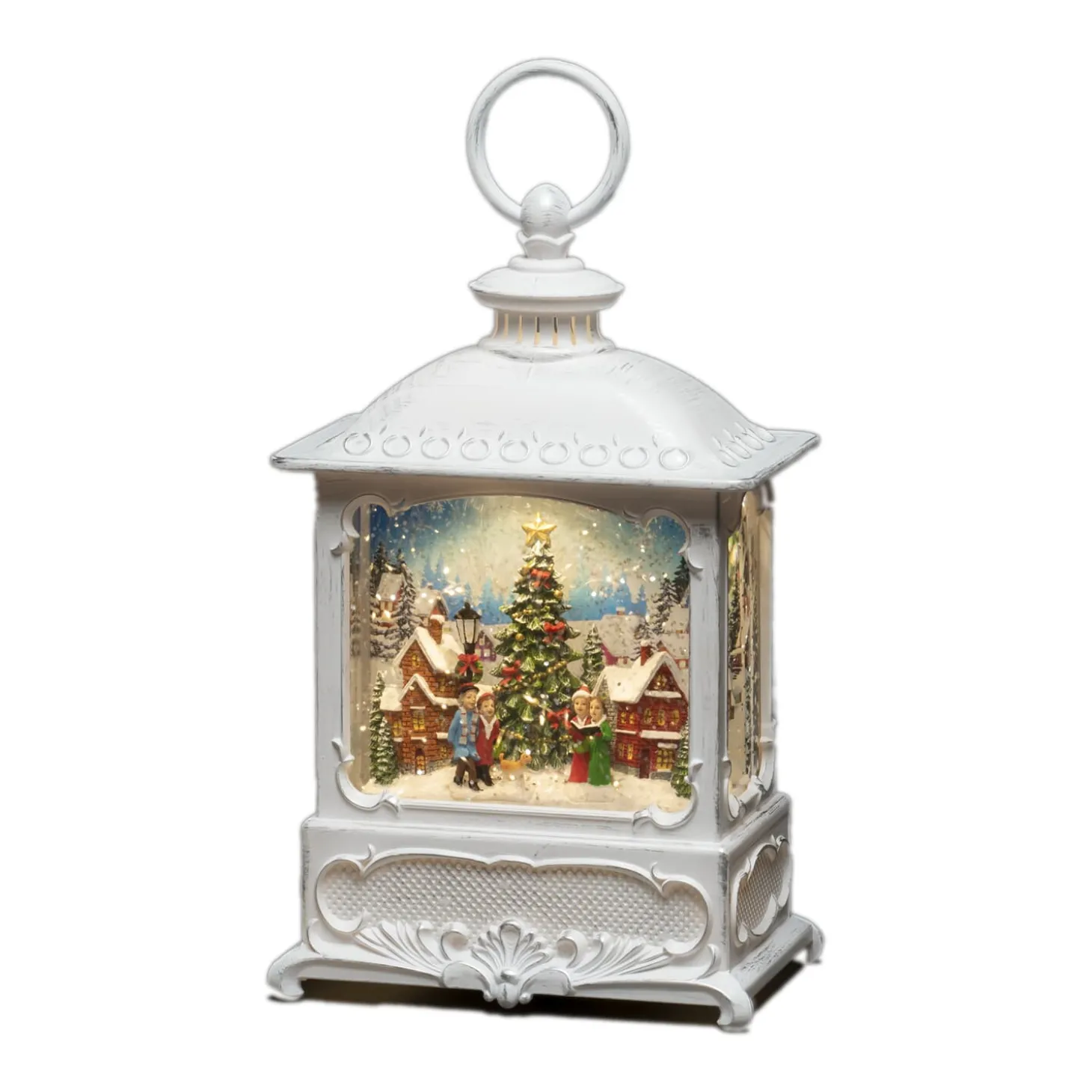 LED Schneelaterne "Weihnachtsmarkt", 25 cm