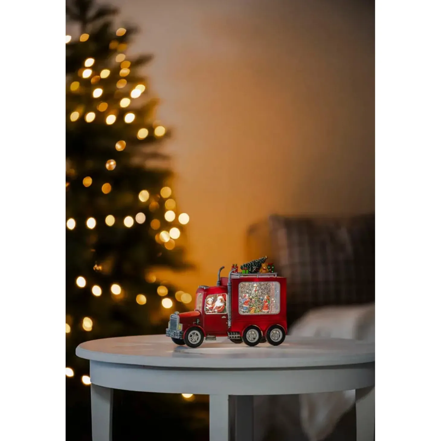 LED-Schneelaterne "Weihnachtstruck"