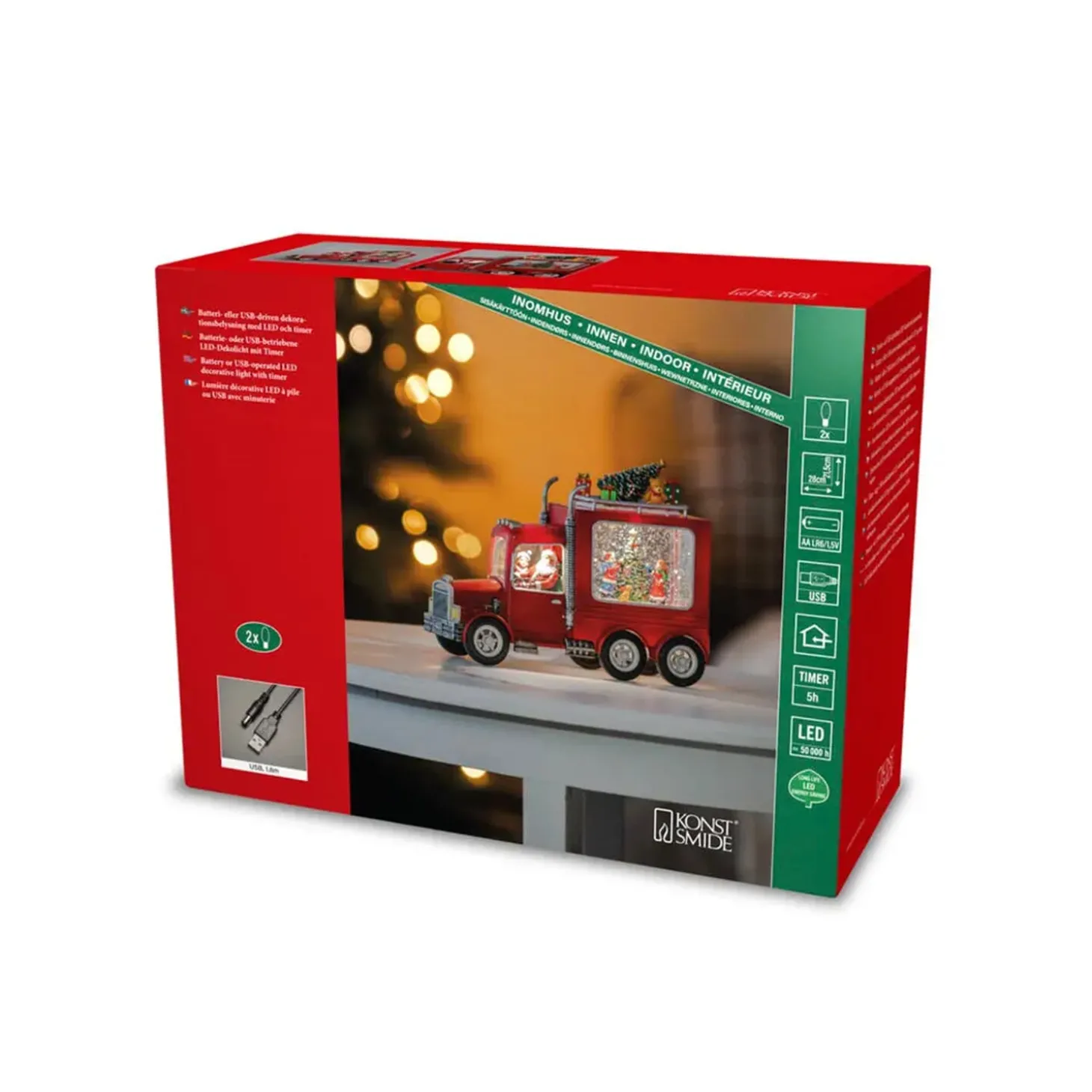 LED-Schneelaterne "Weihnachtstruck"