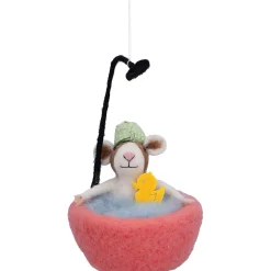 Maus in Badewanne aus Filz