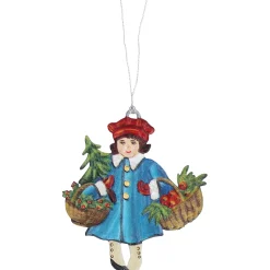 Mädchen mit Körben, Zinn-Baumbehang