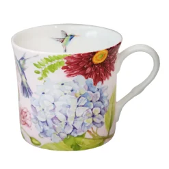 Porzellantasse Blumen und Kolibris