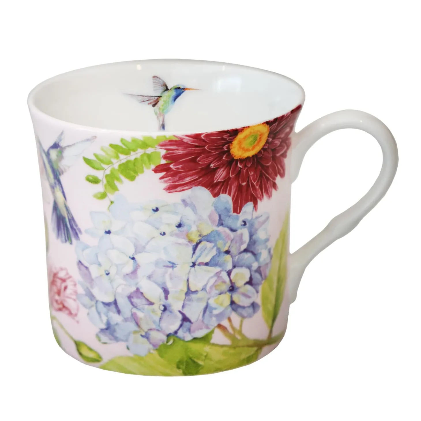 Porzellantasse Blumen und Kolibris