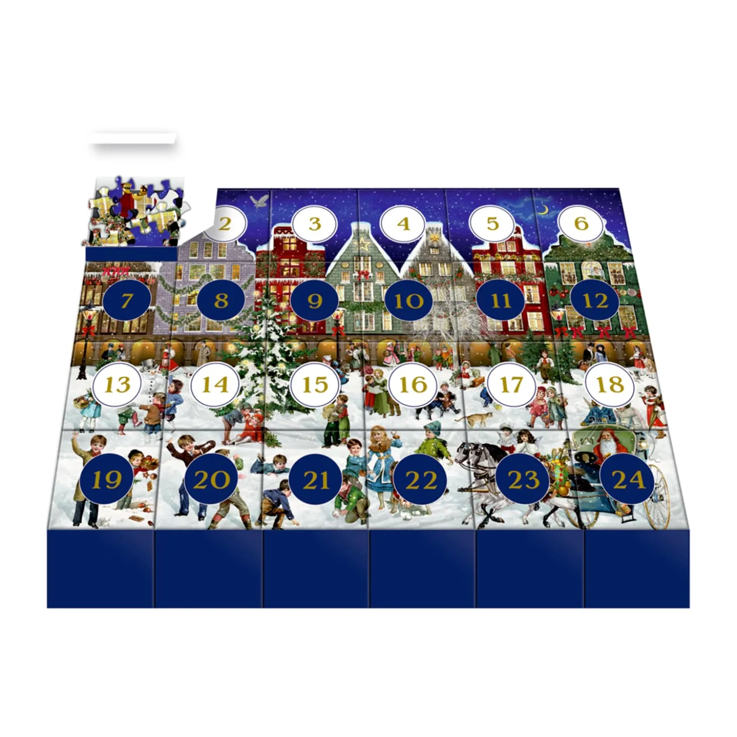 Puzzle-Adventskalender "Winterabend in der Stadt"
