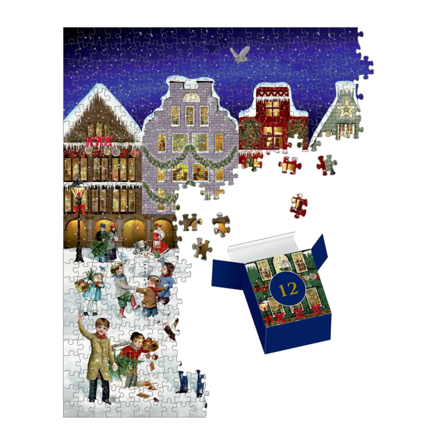 Puzzle-Adventskalender "Winterabend in der Stadt"
