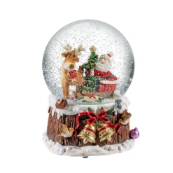 Schneekugel "Weihnachtsmann mit Rentier"