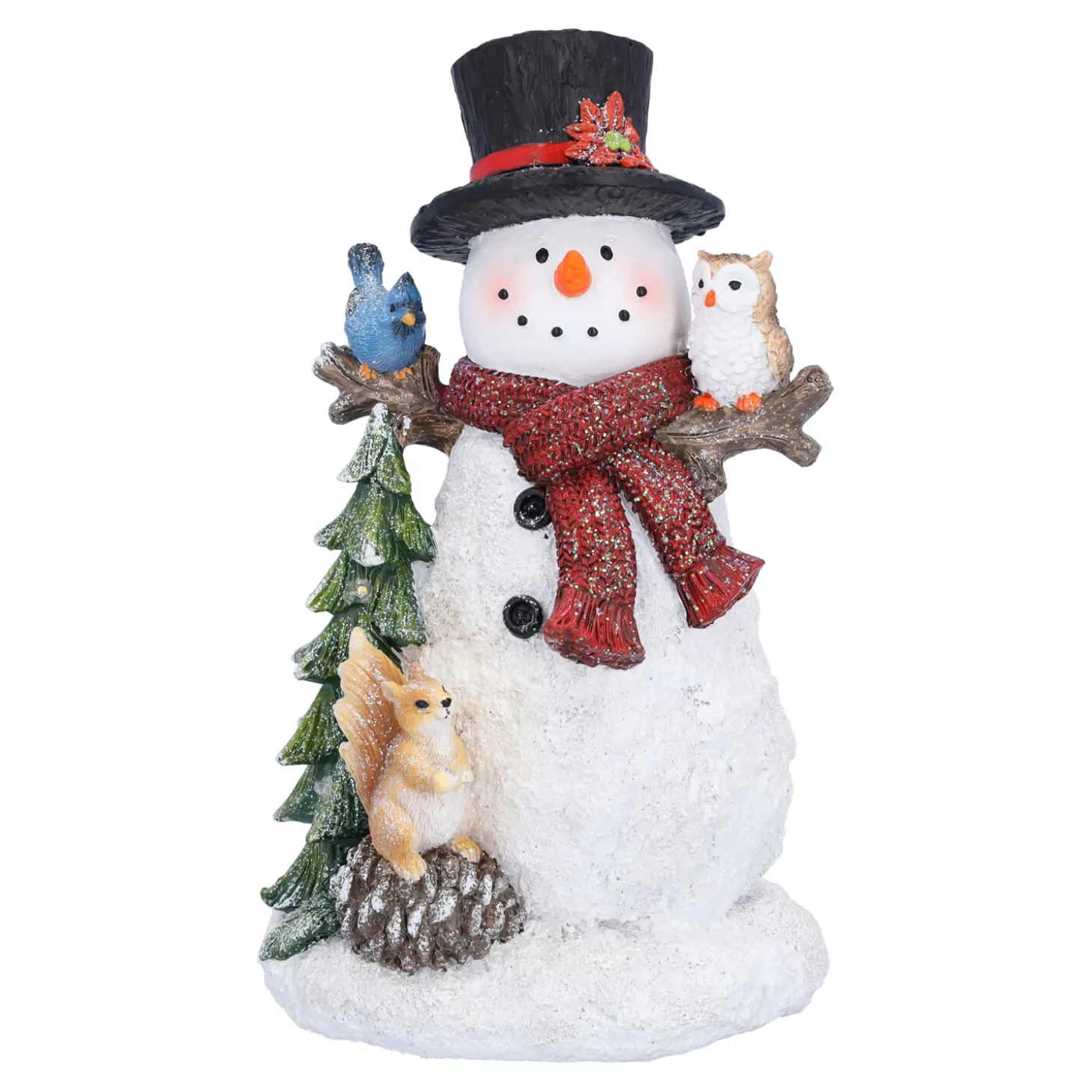 Schneemann mit Eule und Eichhörnchen, LED