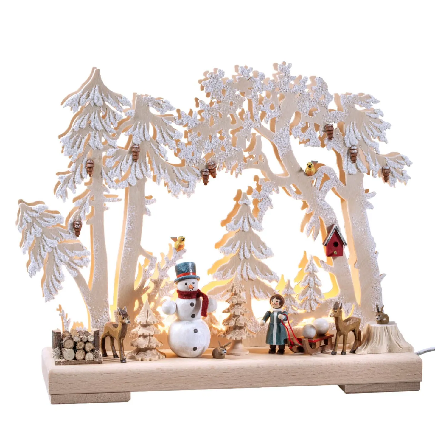 Schwibbogen "Waldspaziergang", 230V mit USB A-Anschluss