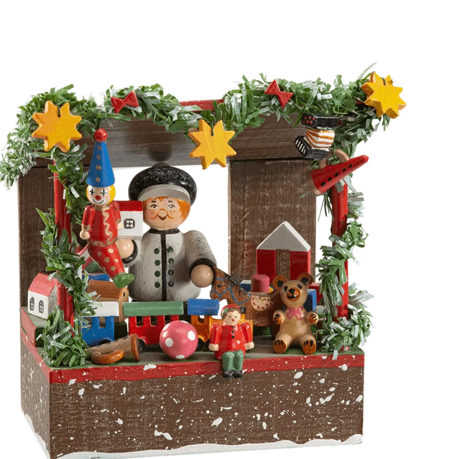 Spielwarenstand mit Händler