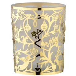 Teelichtglas "Waldweihnacht" gold