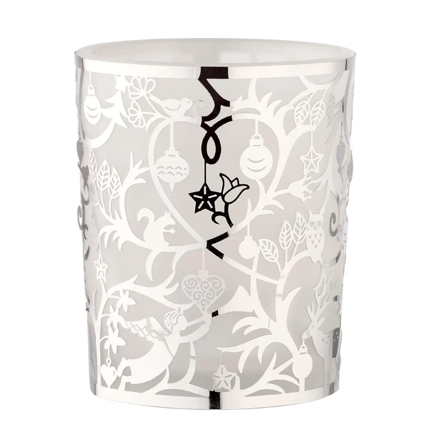 Teelichtglas "Waldweihnacht", silber