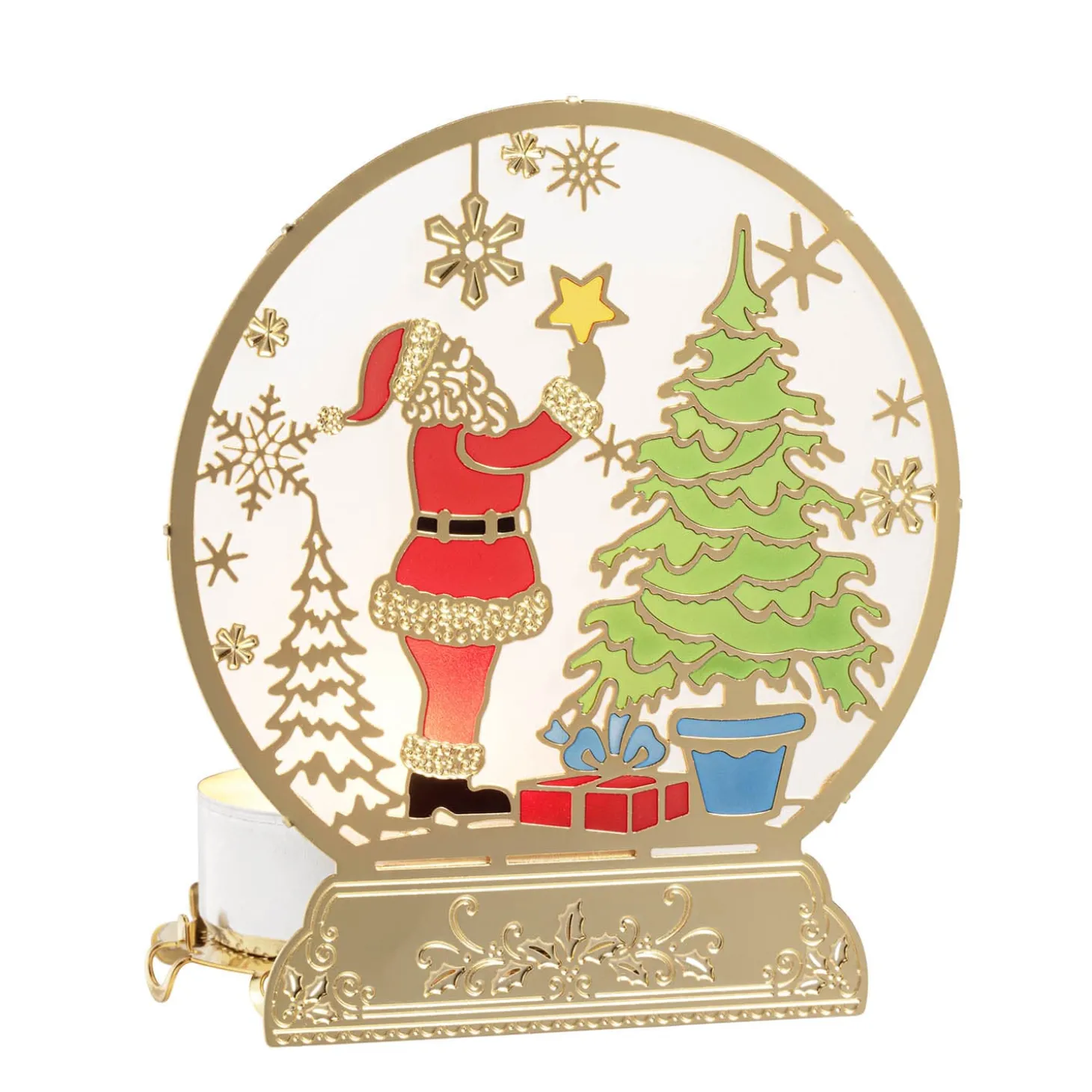 Teelichthalter "Heilig Abend", goldfarben