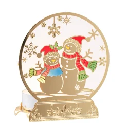 Teelichthalter "Schneemänner", goldfarben