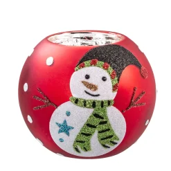 Teelichthalter "Schneespaß" rot