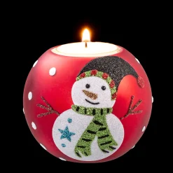 Teelichthalter "Schneespaß" rot