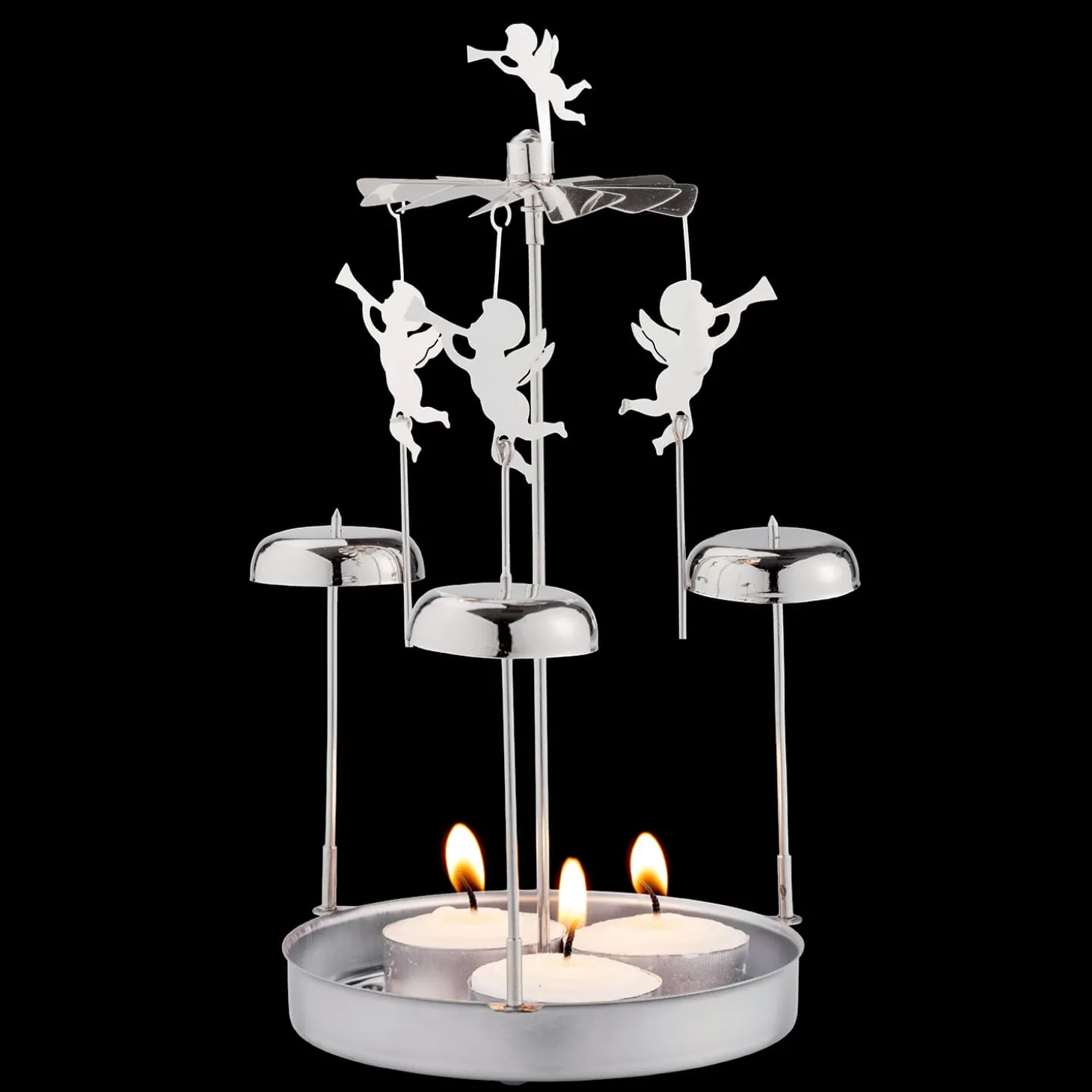 Teelicht-Karussel "Engelsgeläut", silber