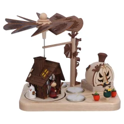 Teelicht-Pyramide "Hexenhaus" mit Räucherkürbis