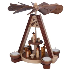 Teelicht-Pyramide "Krippe mit Hirte"