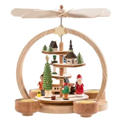 Teelicht-Pyramide Weihnachtsmann im Dorf