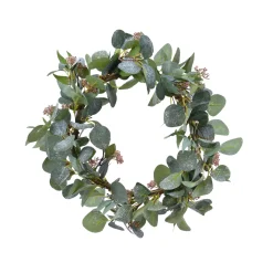 Tür- /Tischkranz mit Eukalyptusblätter, Beeren und Glitzer