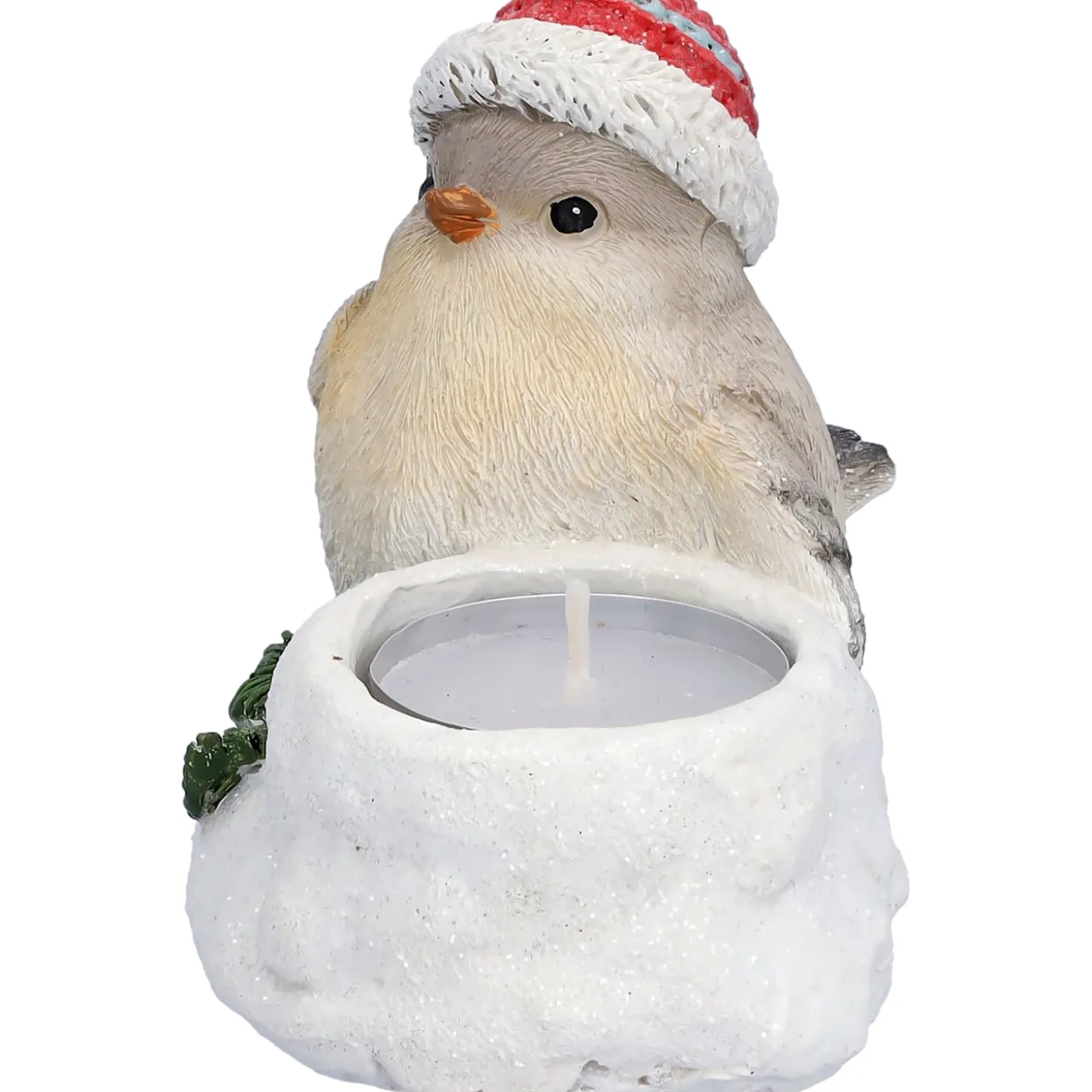 Vogel mit roter Mütze, Teelichthalter