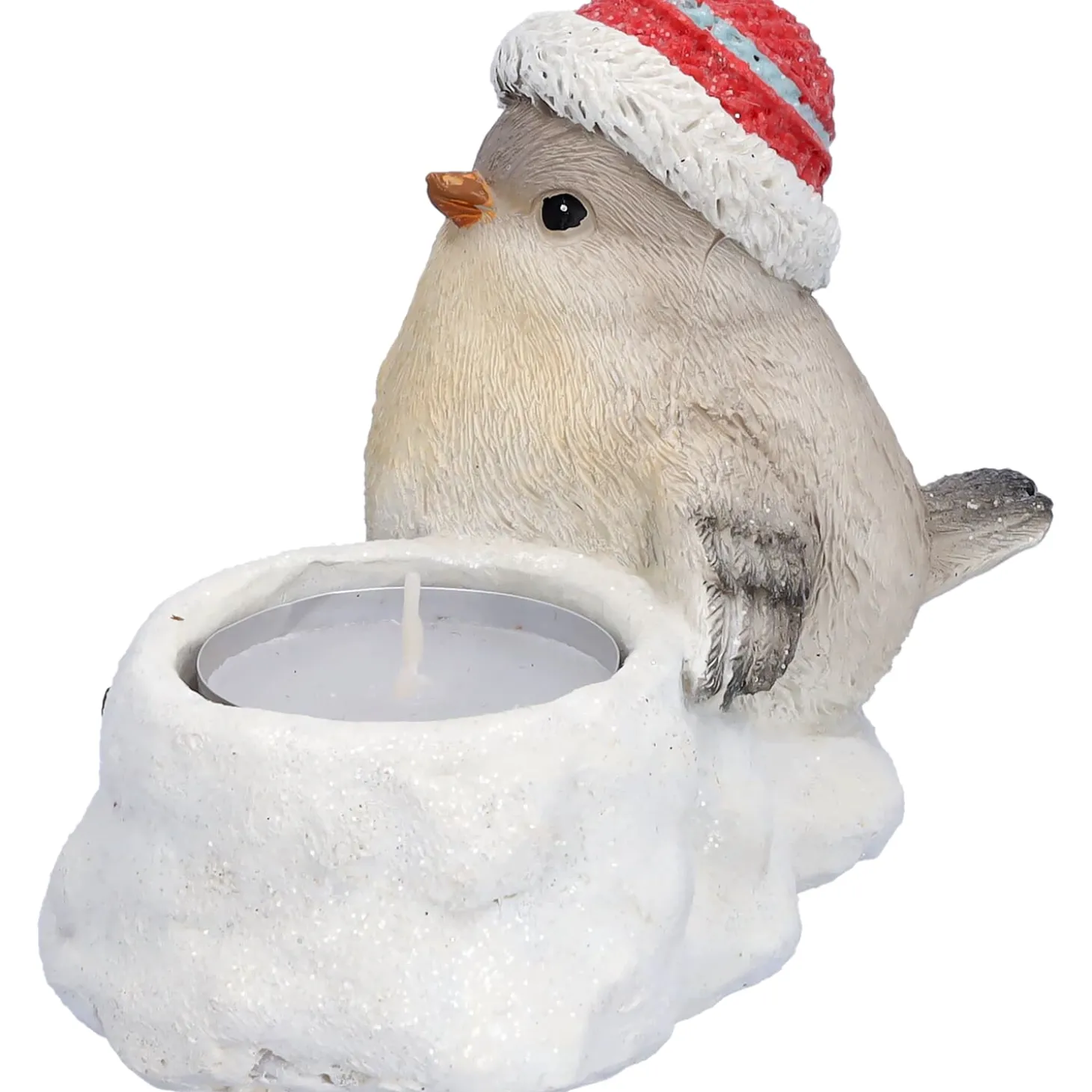 Vogel mit roter Mütze, Teelichthalter