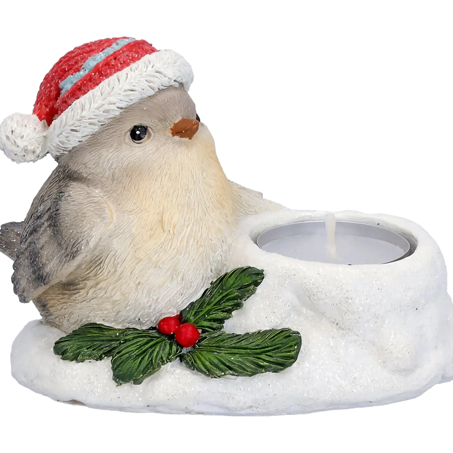 Vogel mit roter Mütze, Teelichthalter