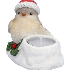 Vogel mit roter Mütze, Teelichthalter