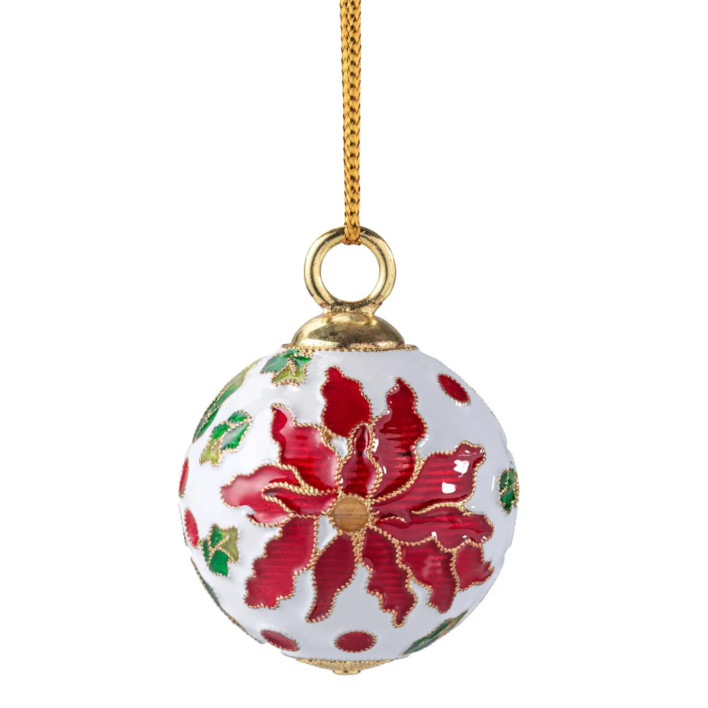 Weiße Kugel mit Blüte, Metall-Baumbehang