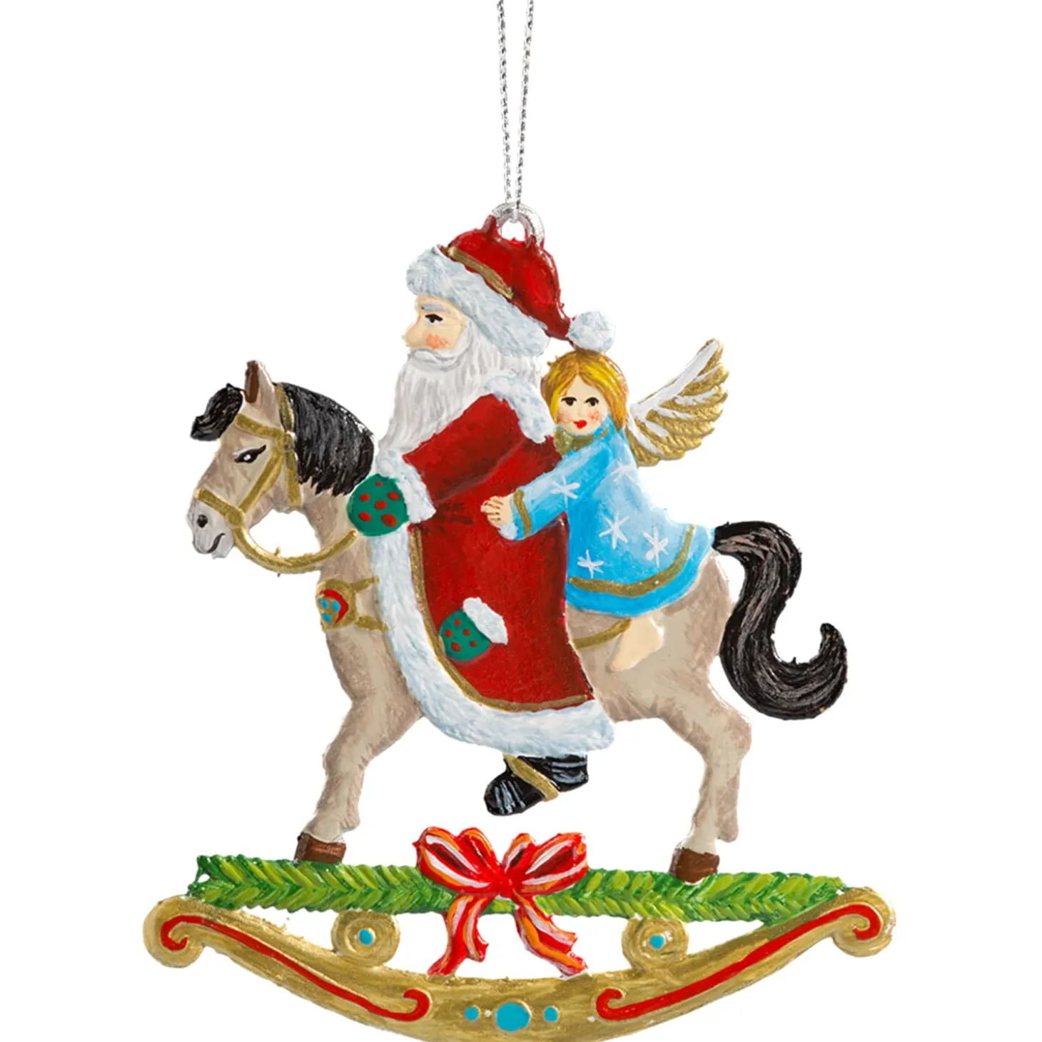 Weihnachtsmann auf Schaukelpferd