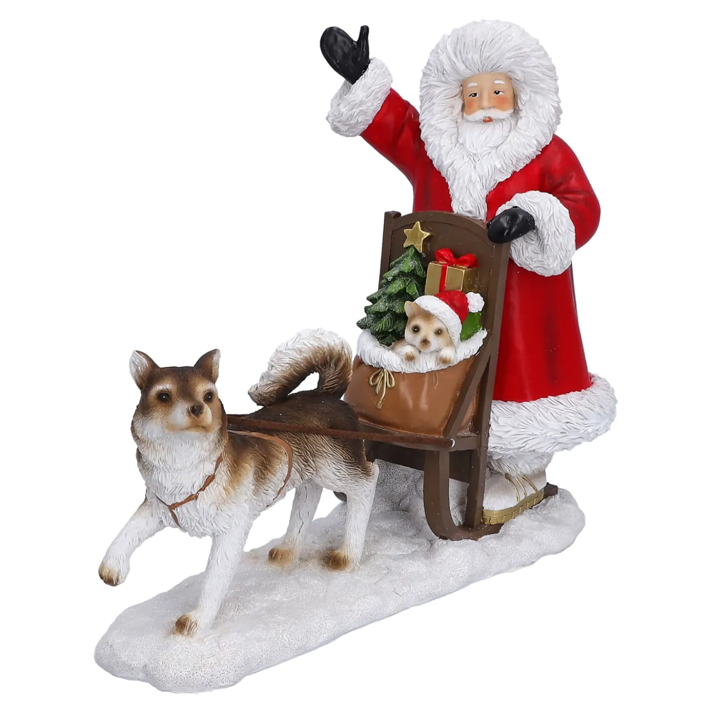 Weihnachtsmann mit Hundeschlitten, Standfigur