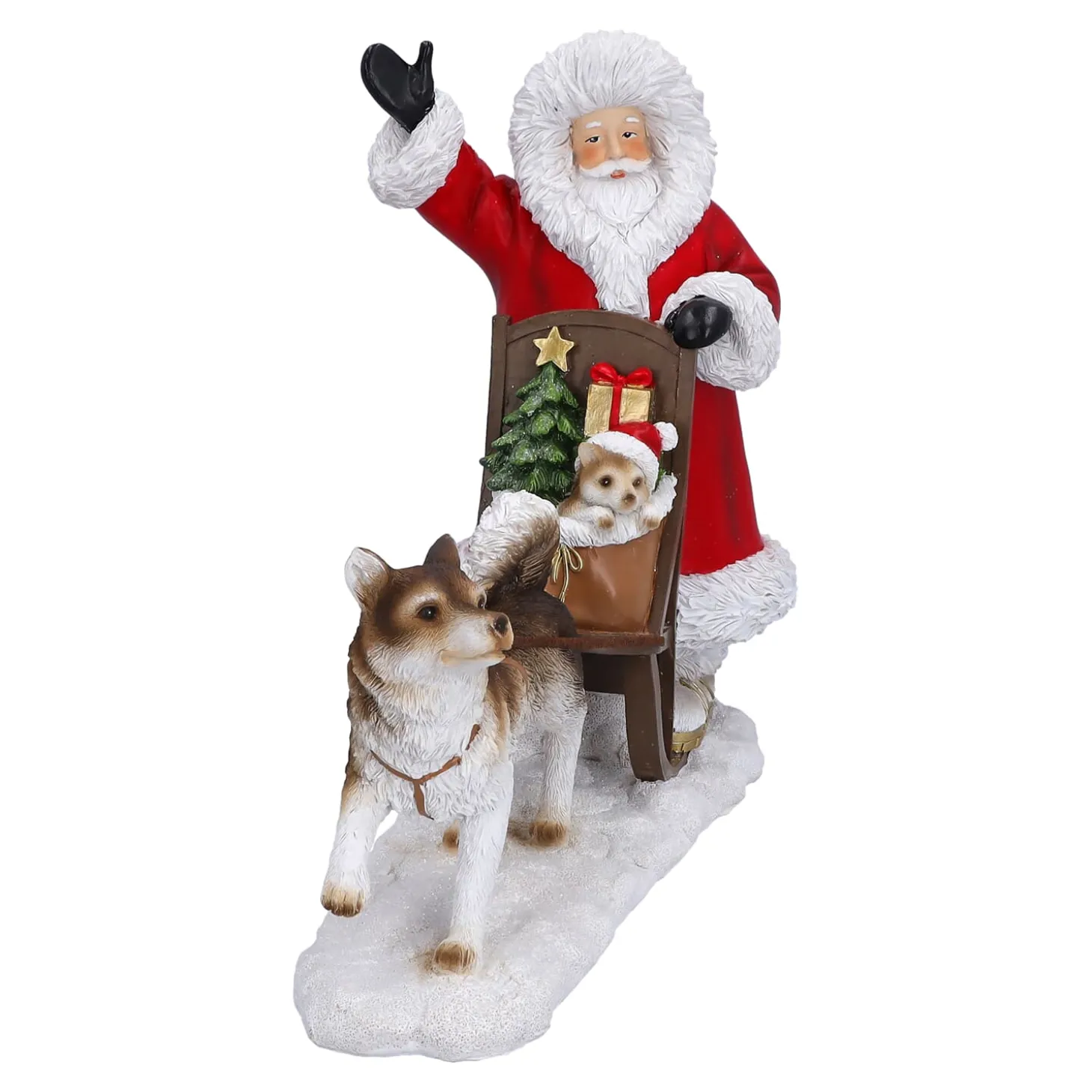 Weihnachtsmann mit Hundeschlitten, Standfigur