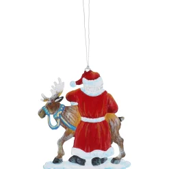 Weihnachtsmann mit Rentier, Zinn-Baumbehang