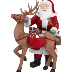 Weihnachtsmann mit Rentier, Standfigur