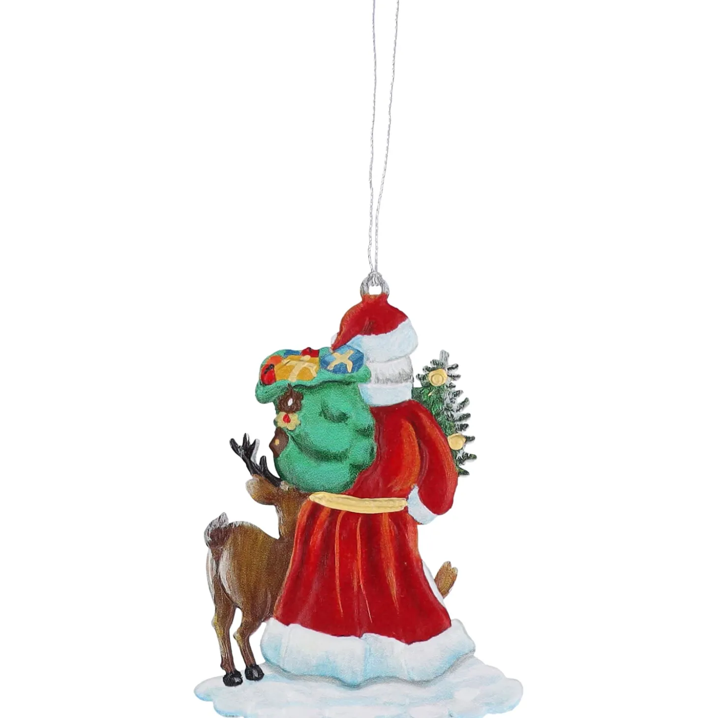 Weihnachtsmann mit Waldtieren, Zinn-Baumbehang