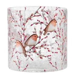 Windlicht "Rotkehlchenfamilie", 15 cm
