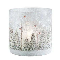 Windlicht "Winterwald mit Vögeln", 15 cm