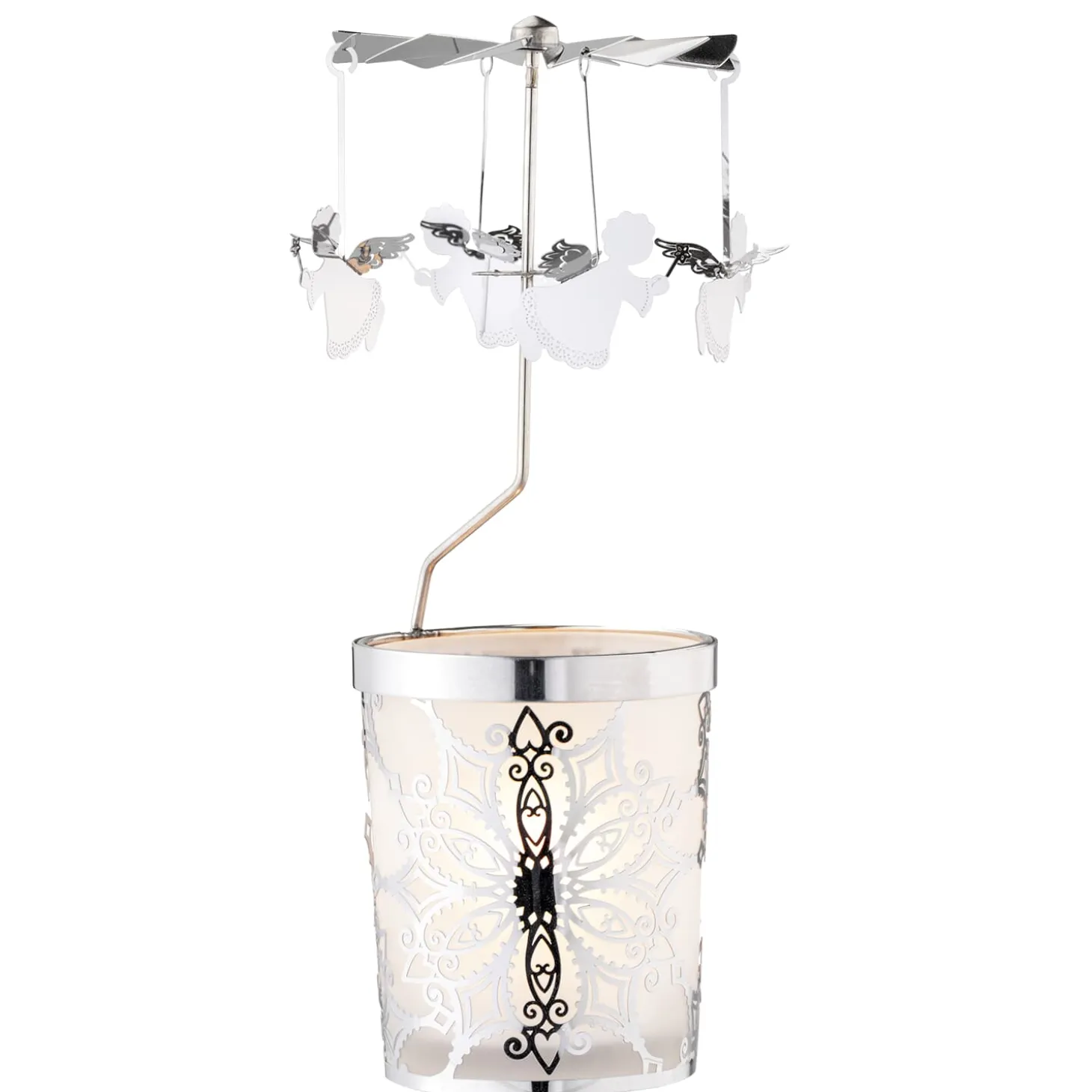 Windlicht-Karussell "Engel", silber