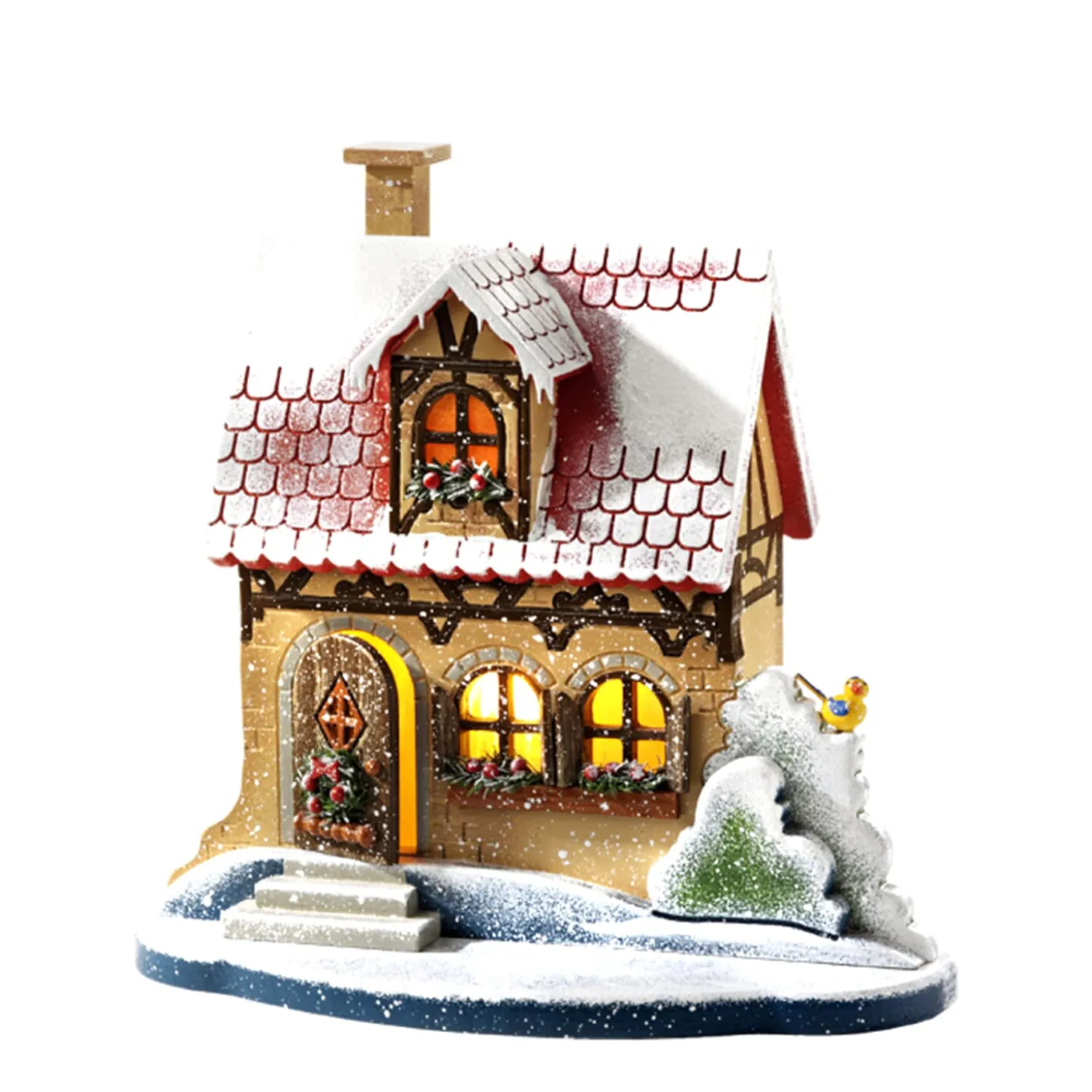 Winterhaus, beleuchtet